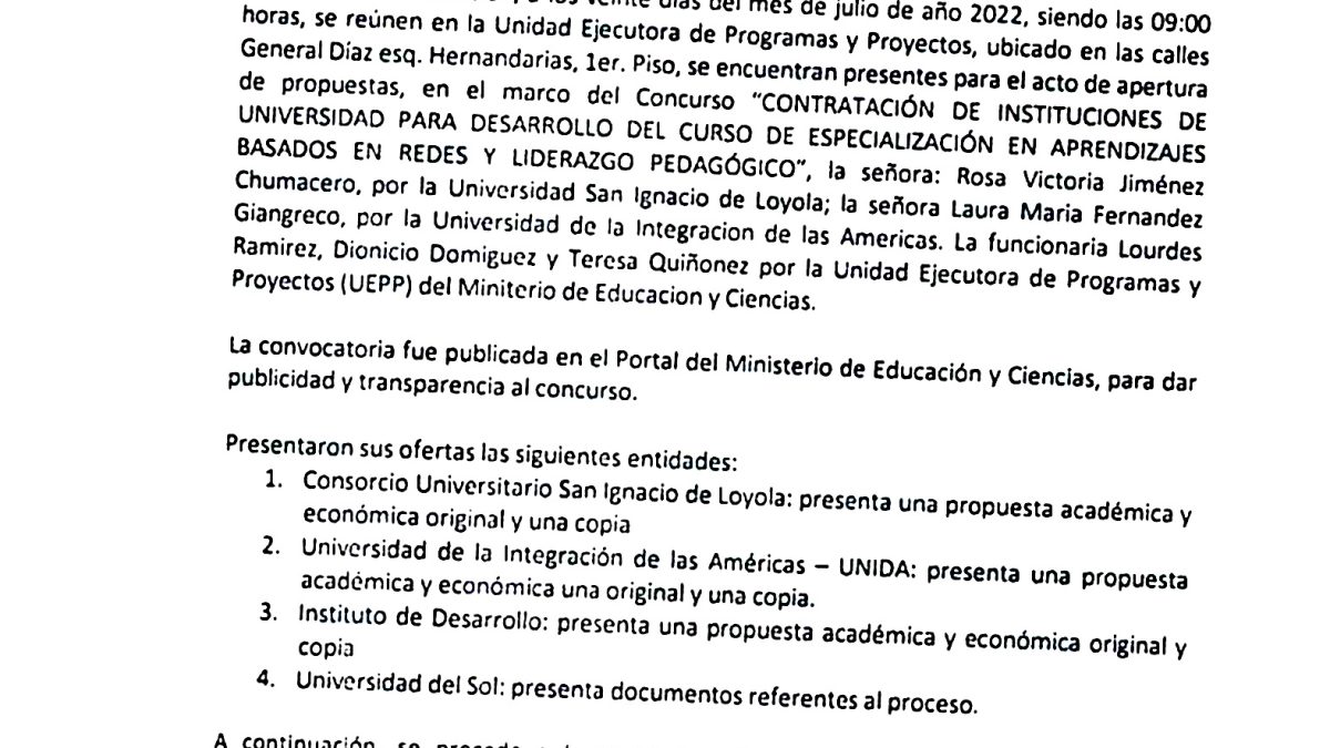 LOCALES: Contrato ya estaría “cocinado” a favor de la USIL y el MEC se llama a silencio